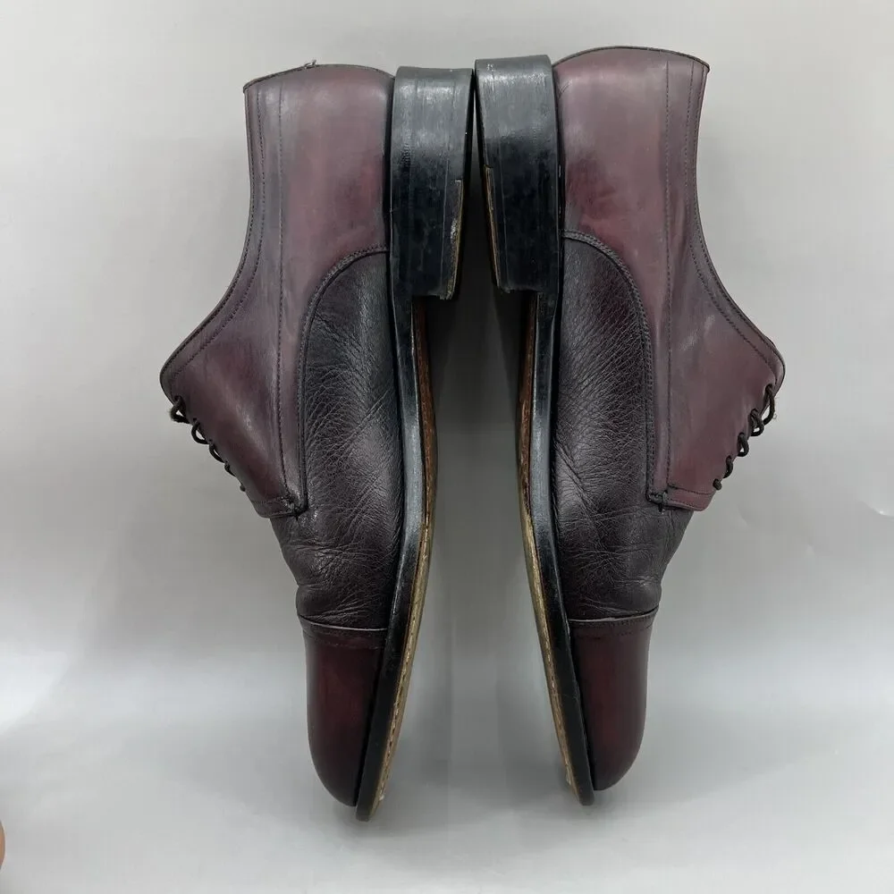 Paolo De Marco Alberta Shoes Men Size 9.5 M Burgundy Leather Cap Toe Low Oxford